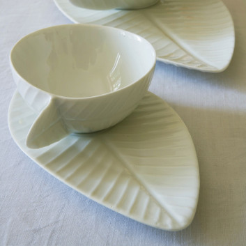 6 tasses et soucoupes Bananier Jacques Pergay - 2 tailles