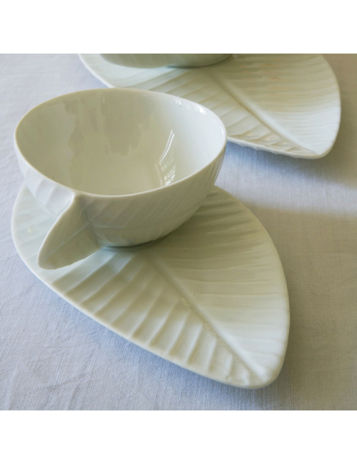 6 tasses et soucoupes Bananier Jacques Pergay - 2 tailles