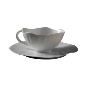 6 tasses et soucoupes Lotus Jacques Pergay - 2 tailles