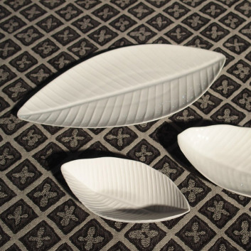 6 assiettes Bananier porcelaine Jacques Pergay - 4 tailles