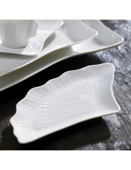 6 assiettes Gingko porcelaine Jacques Pergay - 3 tailles