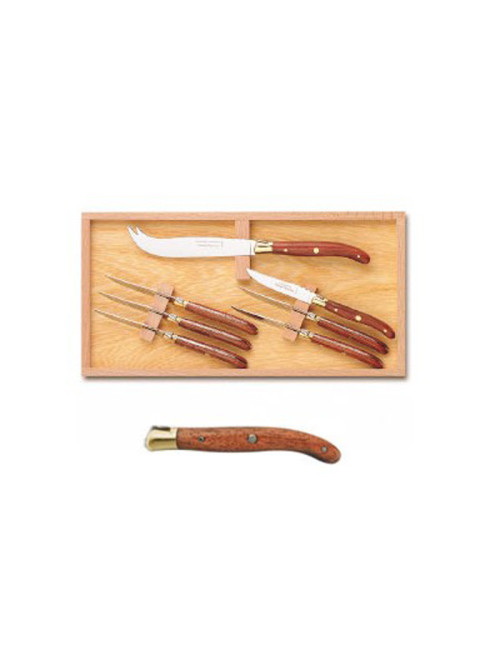 Coffret service à fromage 7 pièces Claude Dozorme bois exotique