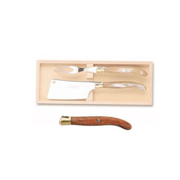 Coffret service à fromage 2 pièces Claude Dozorme bois exotique