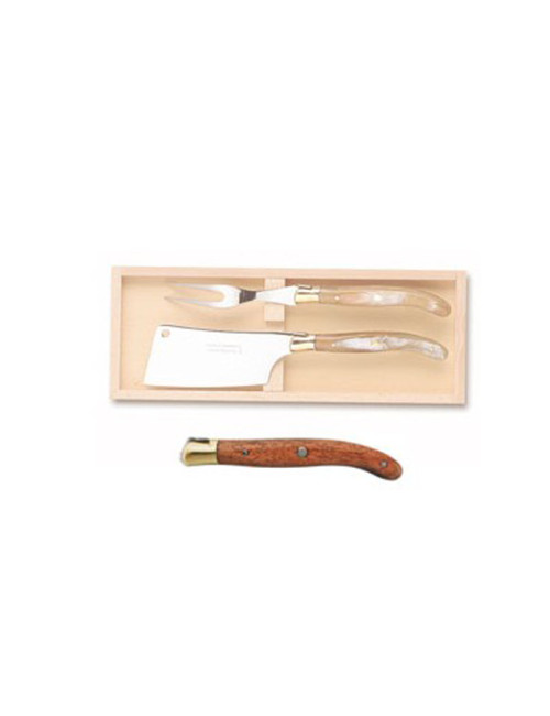 Coffret service à fromage 2 pièces Claude Dozorme bois exotique