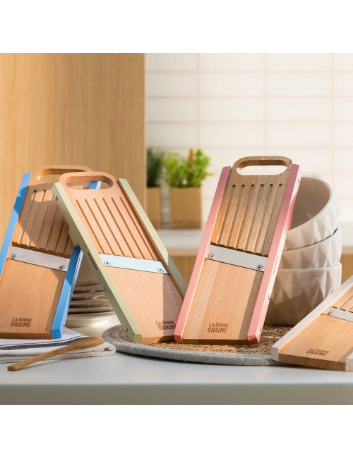 Mandoline bois traditionnelle lame inox Louis Tellier La bonne graine - 5 finitions