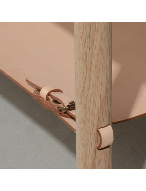 Table basse Amac Drugeot Manufacture chêne massif cuir
