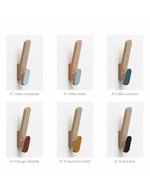 Patère CL Drugeot Manufacture chêne massif - 6 coloris