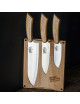 Planche à découper et 3 couteaux Santoku Roger Orfèvre