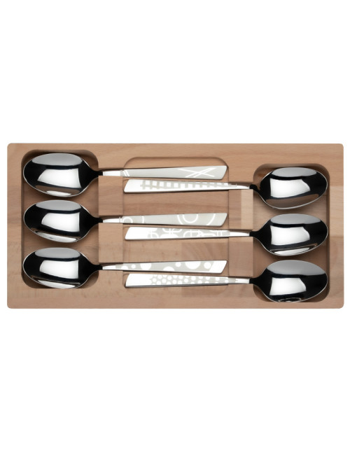 Coffret 6 cuillères à café décors maison Roger Orfèvre
