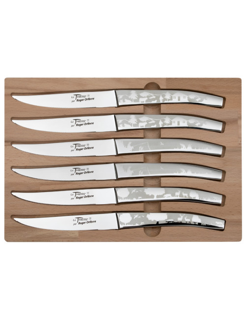 Coffret 6 couteaux Le Thiers décors paysages Roger Orfèvre