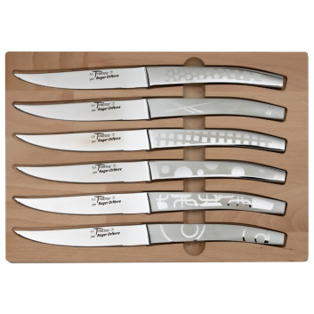 Coffret de 6 couteaux Thiers décors Maison Roger Orfèvre
