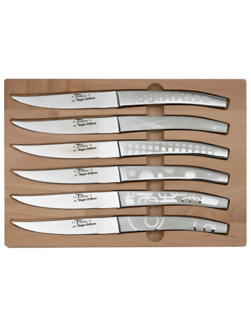 Coffret de 6 couteaux Thiers décors Maison Roger Orfèvre