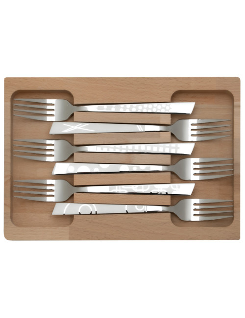 Coffret de 6 fourchettes décors maison Roger Orfèvre
