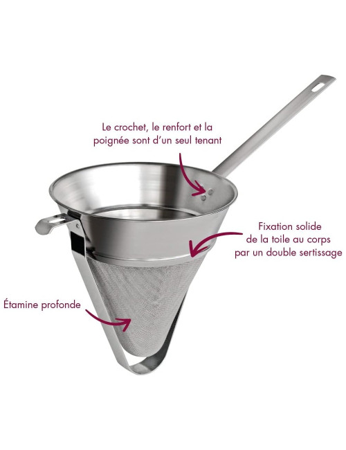 Chinois étamine GOBEL en fer blanc 20cm
