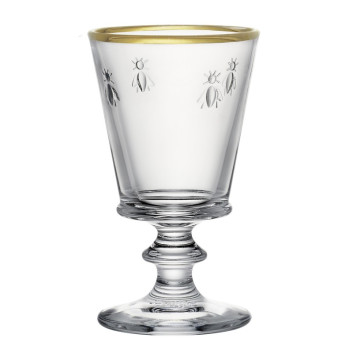 4 verres à pied à vin Abeille bord or La Rochère
