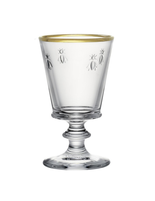 4 verres à pied à vin Abeille bord or La Rochère