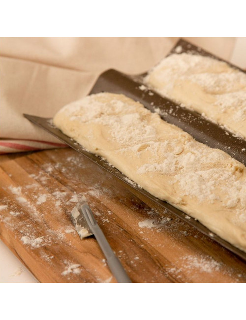 Plaque 2 baguettes perforée - antiadhérent - 380 x 160mm Gobel
