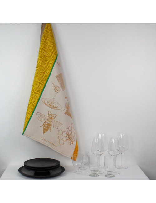2 Torchons Miel et abeilles ocre Garnier Thiebaut