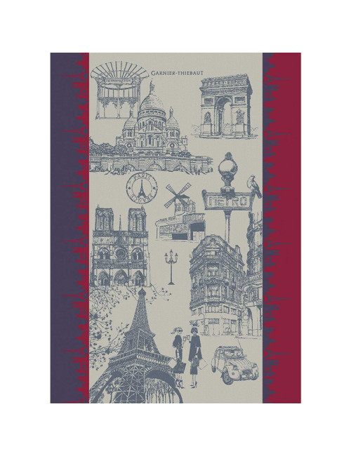 2 Torchons J'aime Paris tricolore Garnier Thiebaut