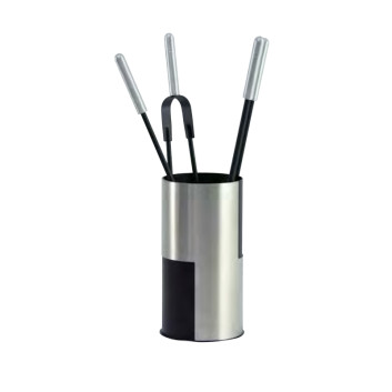 Serviteur de cheminée Reignoux noir en alu h.60cm