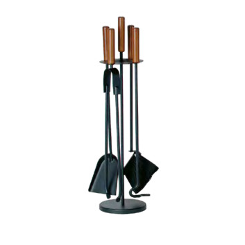 Serviteur de cheminée noir bois Reignoux h.65cm
