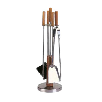 Serviteur de cheminée inox bois Reignoux h.70cm