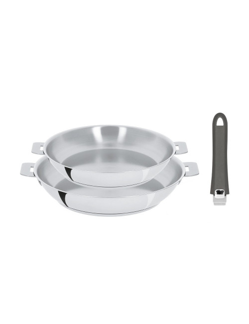 Set batterie 2 poêles hautes Cristel Mutine amovibles inox 24 et 28cm
