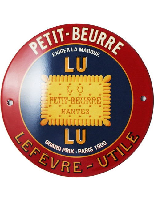 Plaque émaillée ronde Petit-Beurre Lu Email Replica