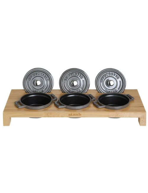 Présentoir 3 mini cocottes en fonte Staub - 2 coloris