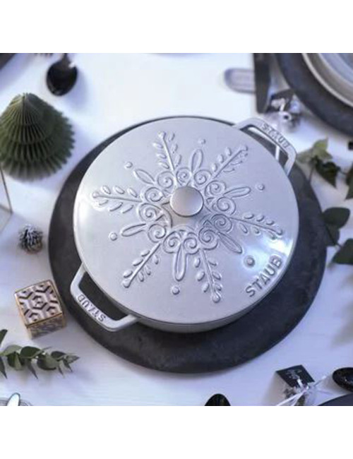 Cocotte en fonte Staub 24cm flocon truffe blanche