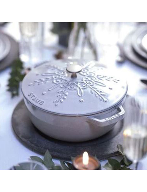 Cocotte en fonte Staub 24cm flocon truffe blanche