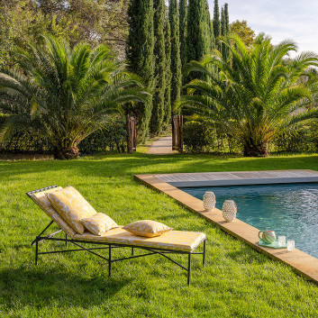 Coussin Matelas de sol Soleil Jaune Le Jacquard Français