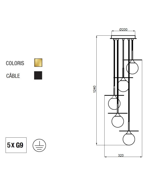 Suspension lustre Cascade S Aluminor