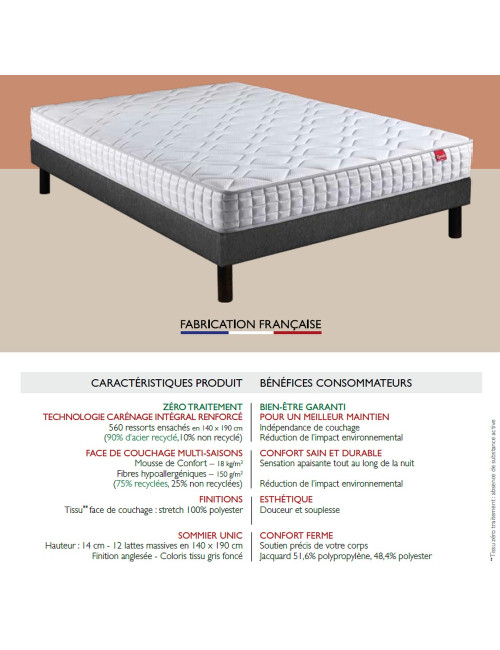 Ensemble matelas sommier Fréquence Epeda - 4 tailles