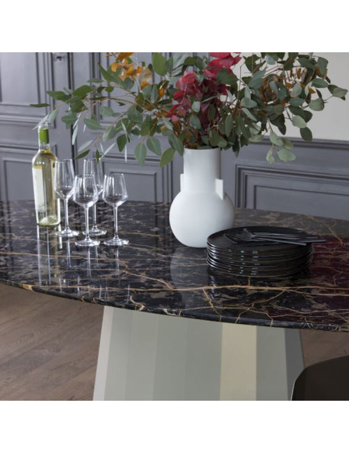 Table à manger Ankara marbre ovale Matière Grise - 39 coloris