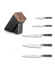 Bloc Sarlat noir noyer Sabatier et 5 couteaux de cuisine Idéal Rivets inox