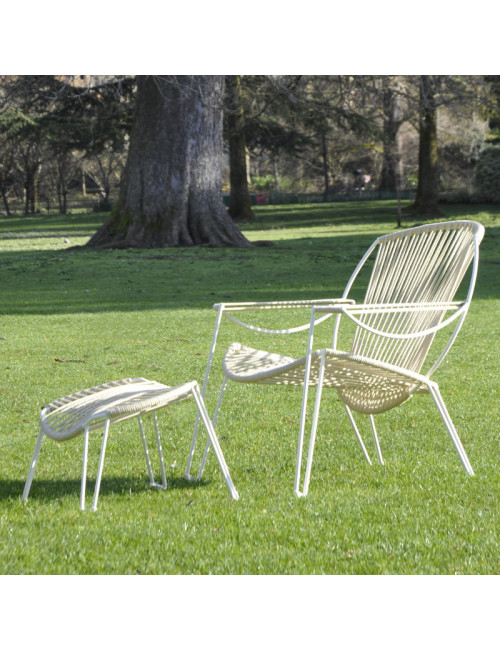 Ensemble fauteuil et repose-pieds Oniriqua Boqa - 28 coloris structure noire ou blanche