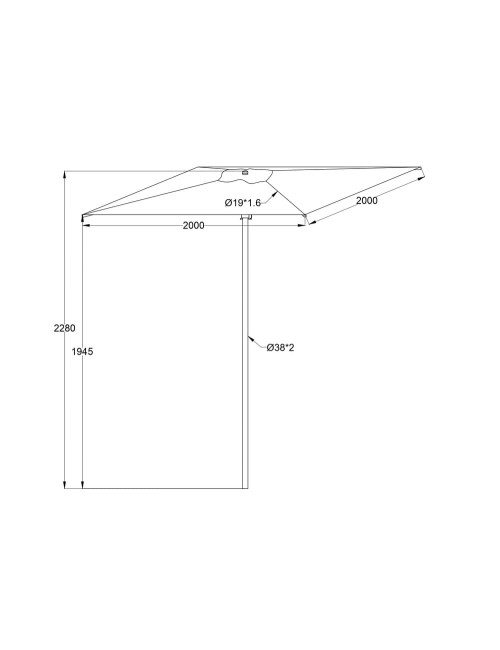 Parasol droit MÉDICIS 2x2m DORADO structure anthracite - 8 coloris