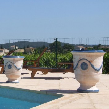 Vase Anduze cérusé bleu Terre Figuière - 4 tailles