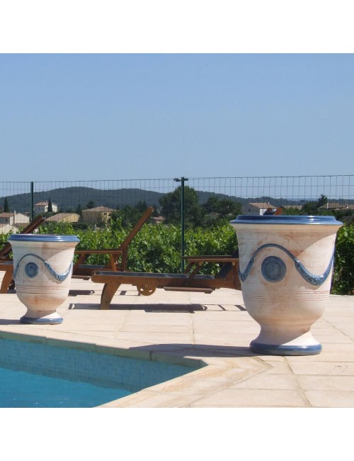 Vase Anduze cérusé bleu Terre Figuière - 4 tailles