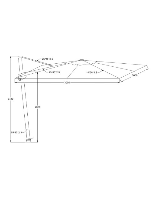Parasol déporté MÉDICIS 3x3m CENTAURUS - 7 coloris