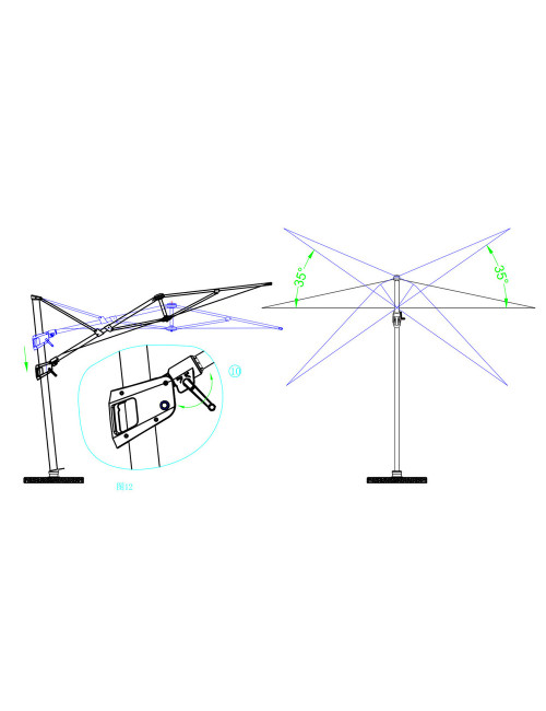 Parasol MÉDICIS déporté XXL 3,5x5m VEGA - 3 coloris