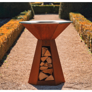 Brasero plancha HEXAGONE Agape 85cm finition corten