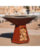 Brasero plancha HEXAGONE Grand banquet 150cm finition corten