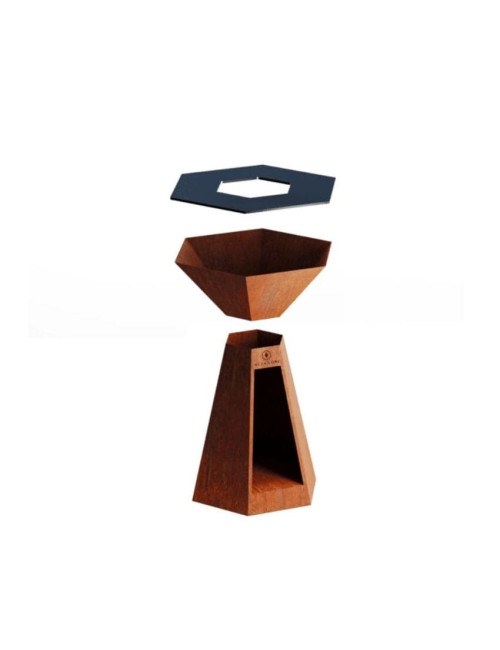 Brasero plancha HEXAGONE Agape 85cm finition corten