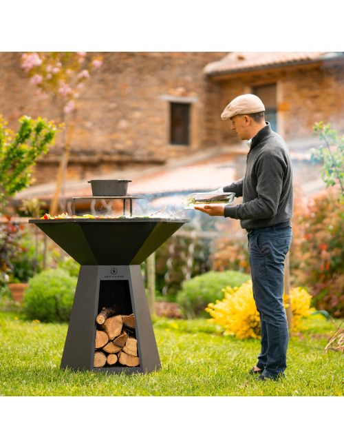 Brasero plancha HEXAGONE Agape 85cm finition corten