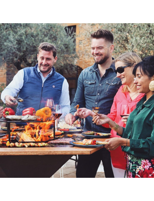 Brasero plancha HEXAGONE Festin 105cm finition corten