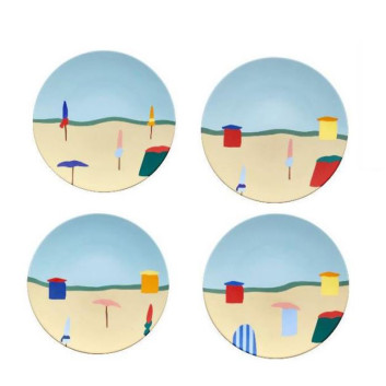 Coffret 4 assiettes à dessert DEGRENNE Destination mer 23cm