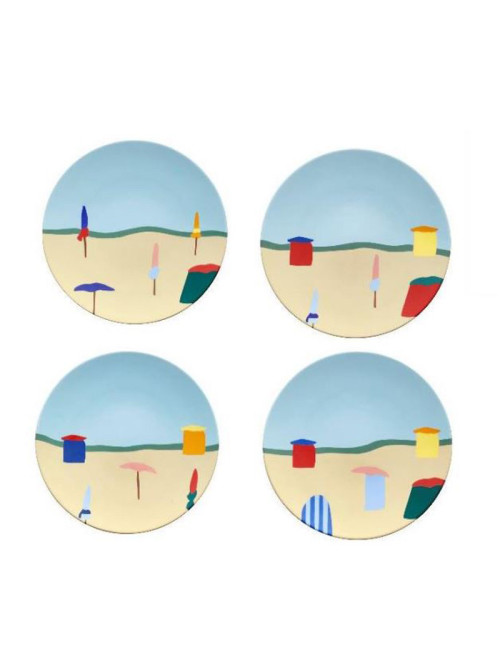 Coffret 4 assiettes à dessert DEGRENNE Destination mer 23cm