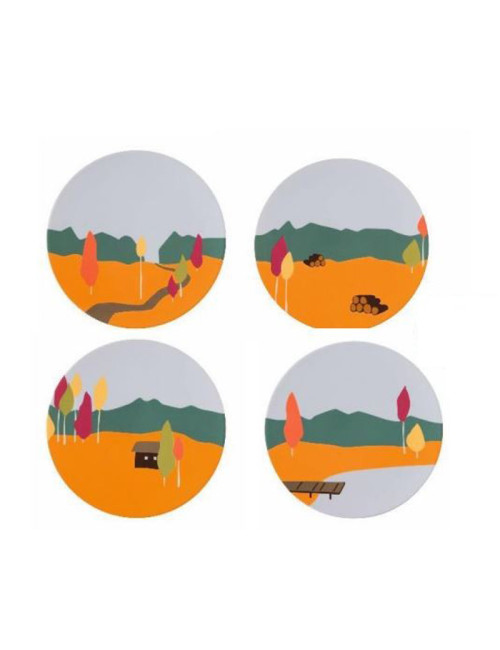 Coffret 4 assiettes à dessert DEGRENNE Destination forêt 23cm